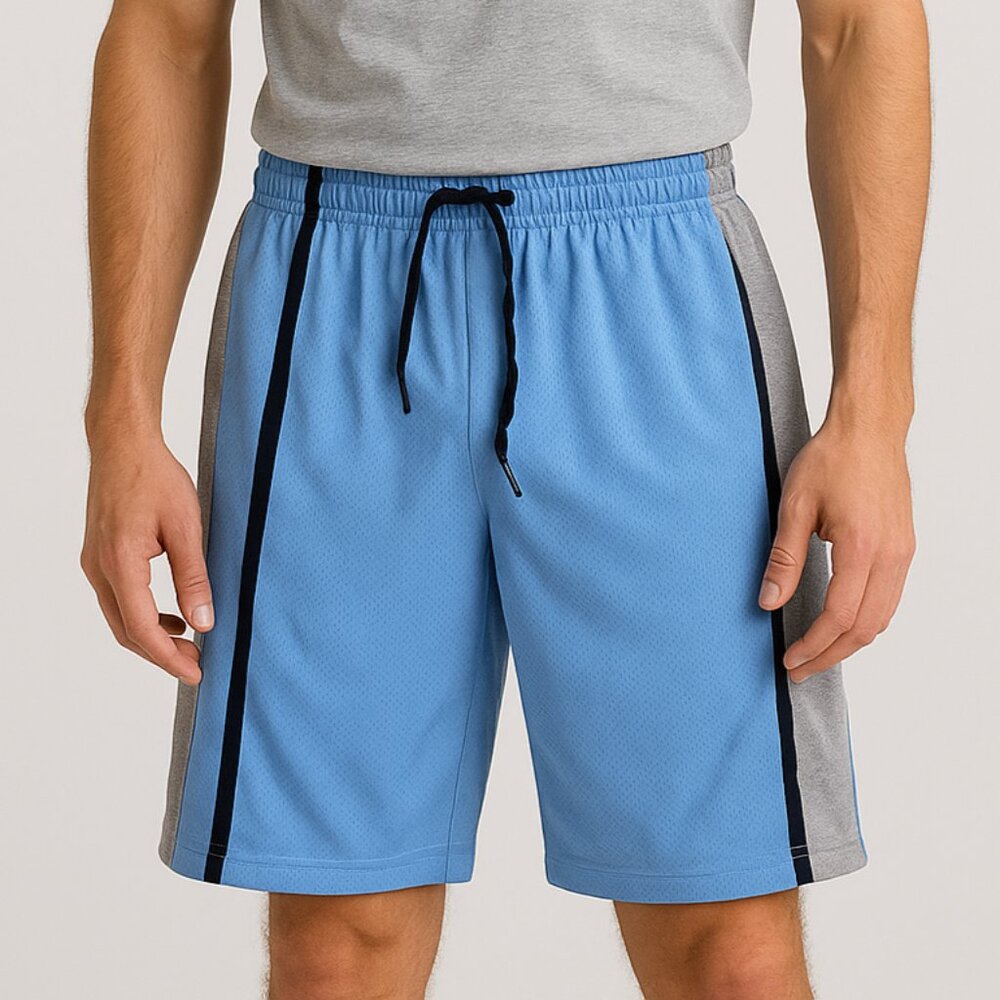 Men's 100% Polyester Basketball Shorts Sports Shorts Elastic Waist - Light Blue